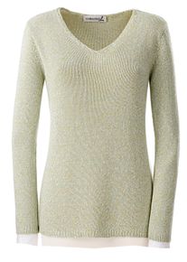 sheego Gro&szlig;e Gr&ouml;&szlig;en Strickpullover aus Melangegarn, gr&uuml;n-meliert, Gr&ouml;&szlig;e 54 - Damen