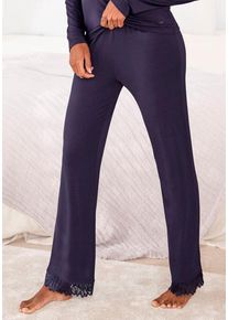 Lascana Schlafhose blau Gr. 32/34 für Damen. Mit Zierschleife. Bequem