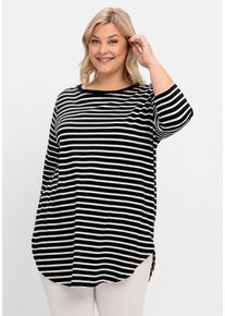 Große Größen Longshirt in Oversized-Form mit Streifen Gr. 48/50 schwarz gestreift von sheego für Damen