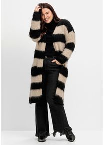 sheego loves miss goodlife Große Größen Strickjacke mit Blockstreifen, in flauschiger Qualität Gr. 48 schwarz von sheego für Damen