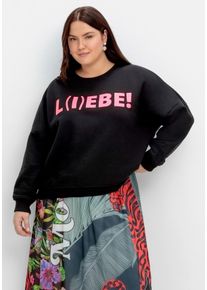 sheego loves miss goodlife Große Größen Sweatshirt mit Kontrast-Wordingprint Gr. 52 schwarz von sheego für Damen