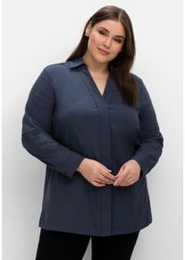 Große Größen Hemdbluse mit verdeckter Knopfleiste Gr. 60 blau von sheego für Damen