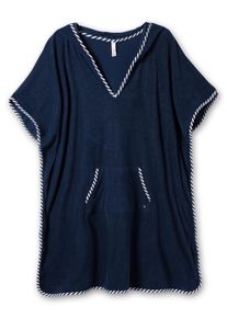Große Größen Bade-Poncho mit Kapuze, aus Frottee Gr. 1 blau von sheego für Damen