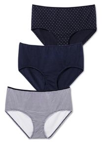 Große Größen 3er-Pack Slips in komfortabler Leibhöhe Gr. 44/46 blau von sheego für Damen