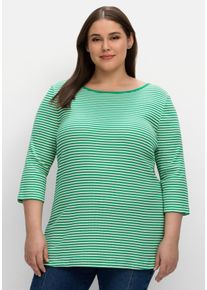 Große Größen 3/4-Arm-Shirt mit garngefärbten Ringeln Gr. 40/42 grün von sheego für Damen