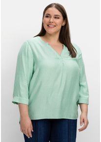 Große Größen Gestreifte Tunika mit 3/4-Ärmeln, in Twill-Qualität Gr. 54 grün von sheego für Damen