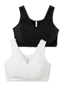Große Größen Doppelpack Bustiers mit Spitzenbesatz Gr. 90G schwarz/weiß von sheego für Damen