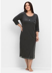 Große Größen Nachthemd mit Frontprint und Kontrastdetails Gr. 52/54 grau von sheego für Damen