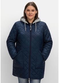 Große Größen Steppjacke mit Jerseykapuze und 2-Wege-Zipper Gr. 60 blau von sheego für Damen