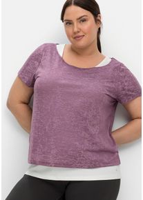 Große Größen Set aus Funktionsshirt und Funktionstop Gr. 44 malve/weiß von sheego für Damen