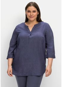Große Größen Tunika mit 3/4-Arm und gerundetem Saum Gr. 58 blau von sheego für Damen