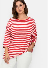 Große Größen Ringelshirt mit überschnittenen Schultern Gr. 48/50 rot/weiß von sheego für Damen