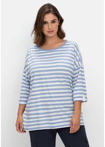 Große Größen Ringelshirt mit überschnittenen Schultern Gr. 40/42 mittelblau/weiß von sheego für Damen