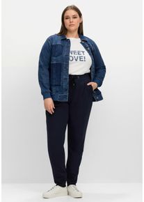 Große Größen Joggpants mit Schlupfbund, aus Interlock-Qualität Gr. 44 blau von sheego für Damen