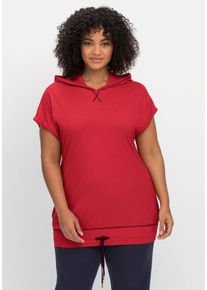 Große Größen Relax-Kapuzenshirt mit Bindeband am Saum Gr. 44/46 rot von sheego für Damen