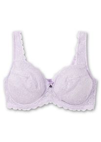 Große Größen Bügel-BH mit blickdichter Spitze und Seitenstützen Gr. 90E lila von sheego für Damen