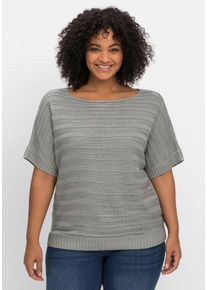 sheego by Joe Browns Große Größen Kurzarmpullover in Links-Rechts-Struktur Gr. 48/50 grau von sheego für Damen