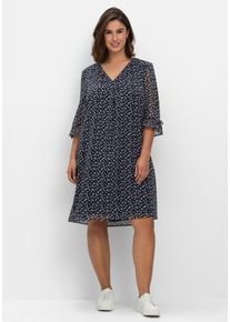 Große Größen Chiffonkleid im Hängerchen-Stil, mit Millefleursprint Gr. 46 blau von sheego für Damen
