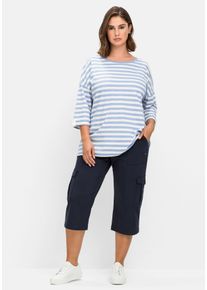 Große Größen Cargo-Hose mit Pattentaschen, in 3/4-Länge Gr. 46 blau von sheego für Damen