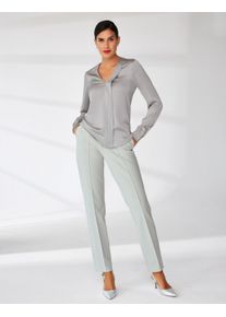 Madeleine Mode MADELEINE Langarm-Bluse mit V-Ausschnitt und Schmuckdetails Damen silbergrau / silberfarben grau