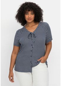 sheego by Joe Browns Große Größen Shirt mit Pünktchen und Bindeband am Ausschnitt Gr. 40/42 blau von sheego für Damen