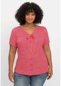 sheego by Joe Browns Große Größen Shirt mit Pünktchen und Bindeband am Ausschnitt Gr. 56/58 rot von sheego für Damen