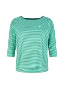 Tom Tailor Große Größen Shirt mit Streifen und 3/4-Arm Gr. 54 grün gestreift für Damen