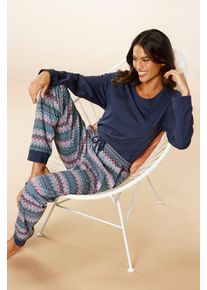 Vivance Dreams Große Größen Pyjama Gr. 40/42 blau bedruckt für Damen