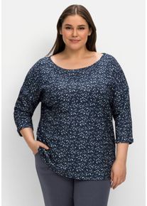 Große Größen Relax-Shirt mit Alloverdruck, aus Interlock Gr. 56/58 blau bedruckt von sheego für Damen