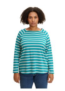 Tom Tailor Große Größen Gestreiftes Langarmshirt mit Raglanärmeln Gr. 44 blau für Damen