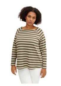Tom Tailor Große Größen Gestreiftes Langarmshirt mit Raglanärmeln Gr. 54 grün für Damen