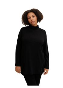 Tom Tailor Große Größen Sweatshirt in Longform mit Zierreißverschluss Gr. 54 schwarz für Damen