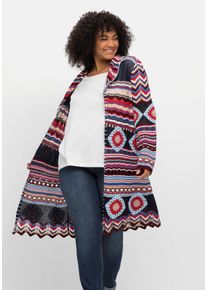 sheego by Joe Browns Große Größen Longstrickjacke im Boho-Stil, mit Schalkragen Gr. 56/58 blau von sheego für Damen