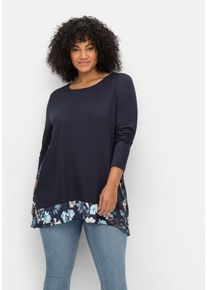 sheego by Joe Browns Große Größen Longshirt mit floral bedruckten Einsätzen Gr. 48/50 blau geblümt von sheego für Damen