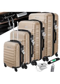 Kesser® 4tlg. Hartschalenkofferset Hartschalenkoffer Reisekoffer Set Reisekofferset Trolley Koffer Inkl. Kofferwaage + Gepäckanhänger Rollkoffer Schloss 4 Rollen ABS-Hartschale Teleskopgriff S-M-L-XL