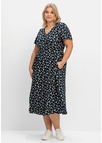 Große Größen Maxikleid mit Blumen-Alloverprint Gr. 46 blau geblümt von sheego für Damen