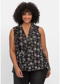 sheego by Joe Browns Große Größen Mesh-Top mit Alloverprint und Reißverschluss Gr. 60 schwarz von sheego für Damen