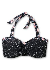 Große Größen Bikinioberteil in Wickeloptik, mit Neckholder-Träger Gr. 58F schwarz geblümt von sheego für Damen