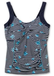 Große Größen Gestreiftes Tankini-Top mit Shaping-Einsatz Gr. 44F blau geblümt von sheego für Damen