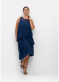 Große Größen Cocktailkleid im Layerlook, mit Pailletten Gr. 44 blau von sheego für Damen