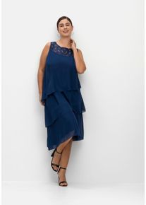 Große Größen Cocktailkleid im Layerlook, mit Pailletten Gr. 50 blau von sheego für Damen