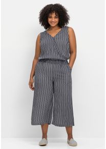 Große Größen Strand-Jumpsuit in Wickeloptik Gr. 42 blau gestreift von sheego für Damen