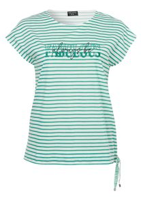 Via Appia Due Große Größen Ringelshirt mit Stickerei und Saum-Tunnelzug Gr. 52 grün für Damen