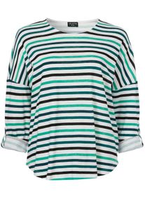 Via Appia Due Große Größen Gestreiftes Shirt mit Krempelfunktion Gr. 50 weiß gestreift für Damen
