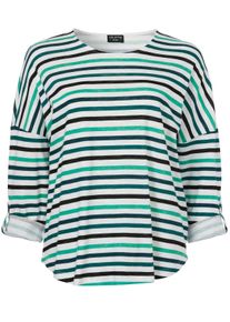 Via Appia Due Große Größen Gestreiftes Shirt mit Krempelfunktion Gr. 44 weiß gestreift für Damen