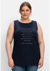 Große Größen Top mit Wordingprint, in leichter A-Linie Gr. 52 blau von sheego für Damen