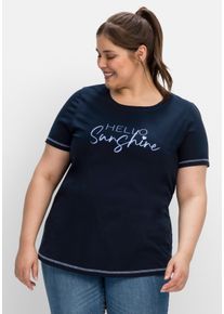 Große Größen Jerseyshirt mit Wordingprint, leicht tailliert Gr. 40/42 blau von sheego für Damen