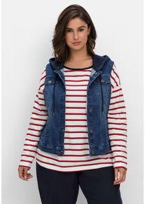 Große Größen Kurze Jeansweste mit Sweatkapuze, in taillierter Form Gr. 56 blau von sheego für Damen