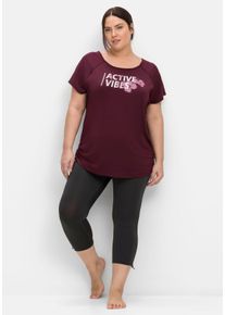 Große Größen Sportleggings in 3/4-Länge, mit raffiniertem Bund Gr. 54 grau von sheego für Damen