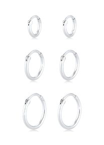Ohrringe Creolen Set Trio Basic Must-Have Trend 925 Silber Elli Silber